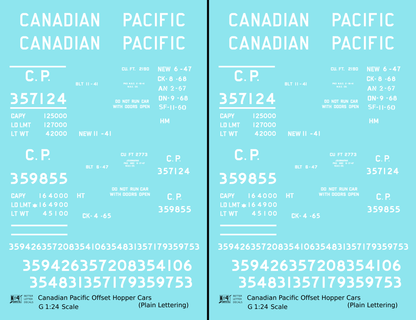 Canadian Pacific Offset Hopper White Plain Lettering