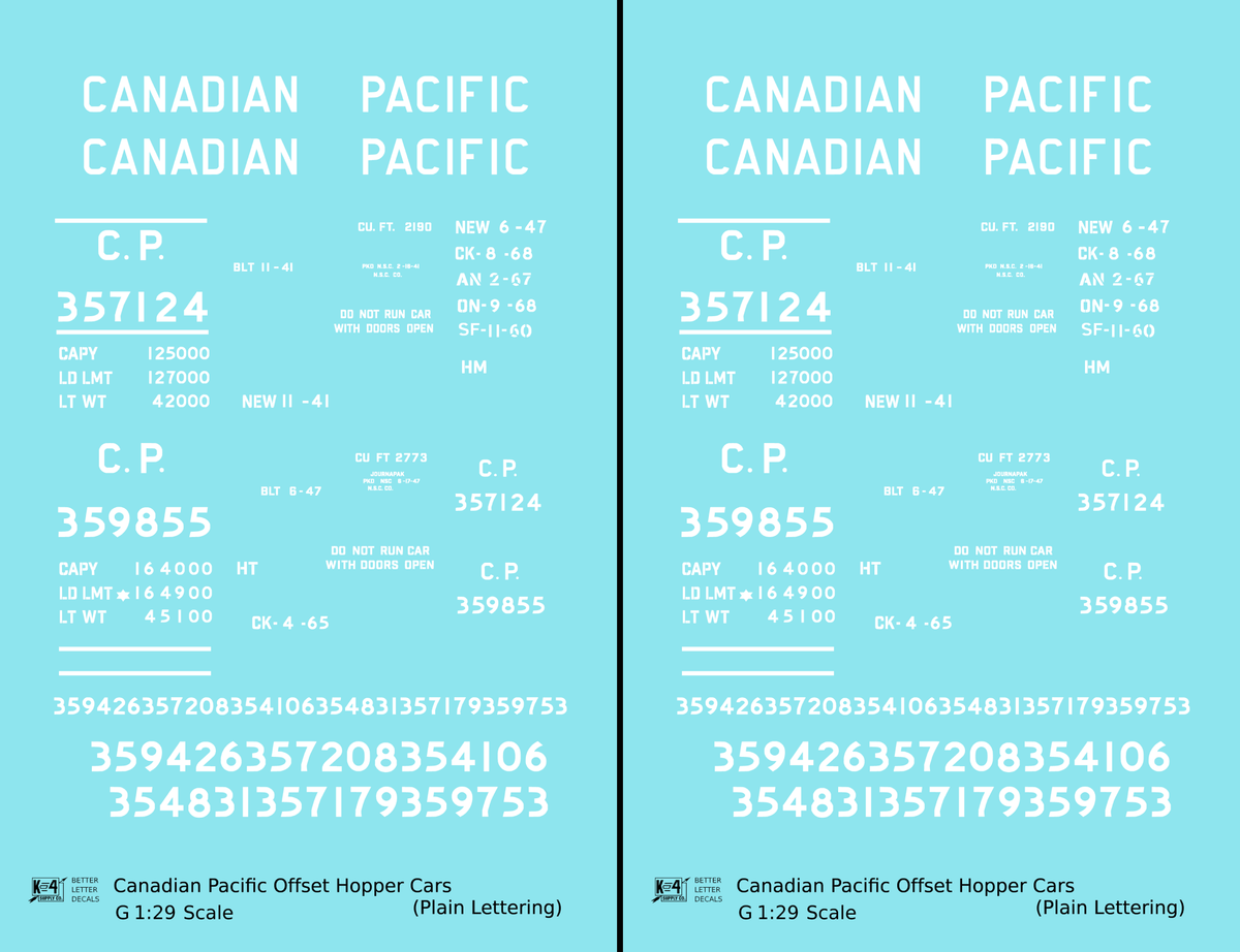 Canadian Pacific Offset Hopper White Plain Lettering