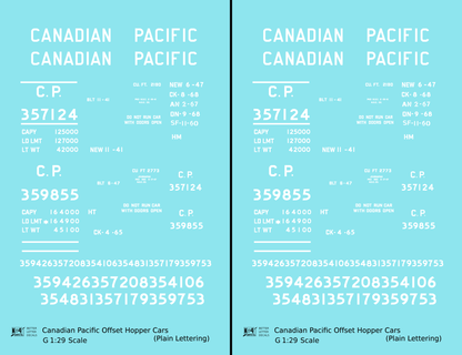 Canadian Pacific Offset Hopper White Plain Lettering