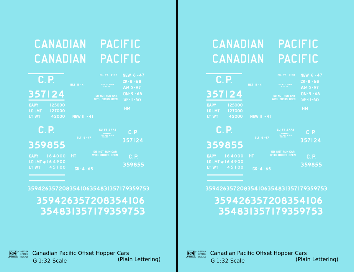 Canadian Pacific Offset Hopper White Plain Lettering