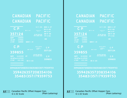 Canadian Pacific Offset Hopper White Plain Lettering
