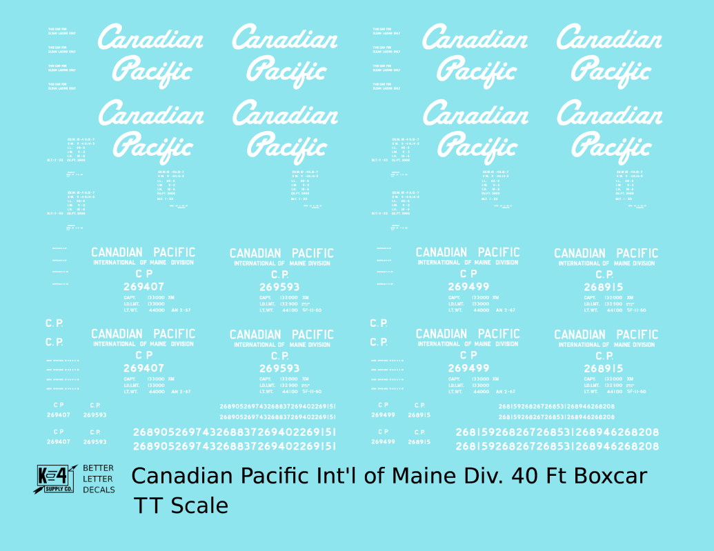 Canadian Pacific 40 Ft Boxcar White Script, International Of Maine Division