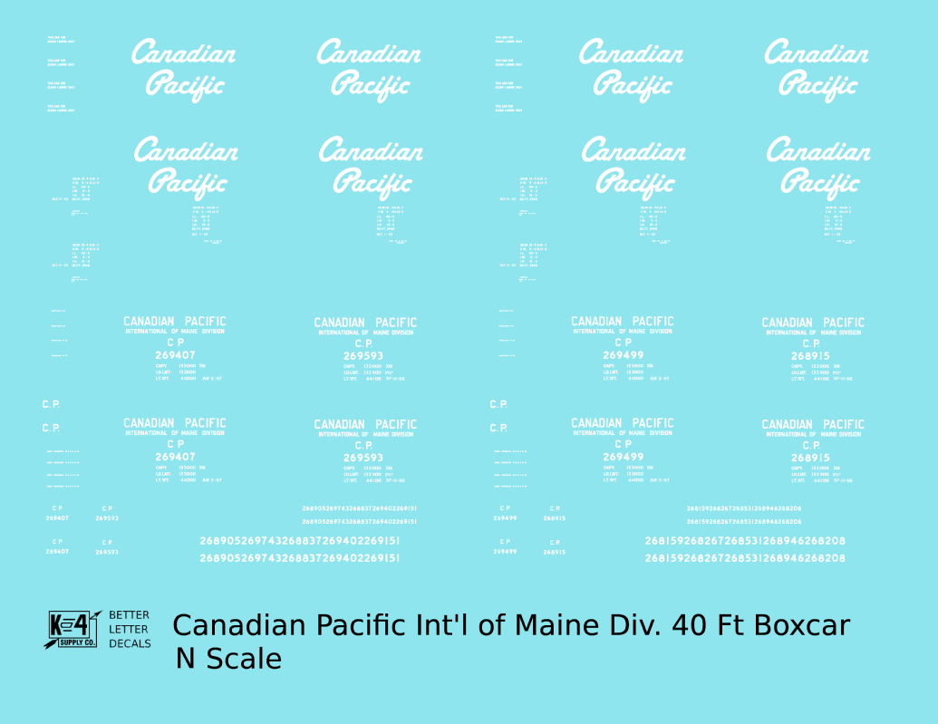 Canadian Pacific 40 Ft Boxcar White Script, International Of Maine Division