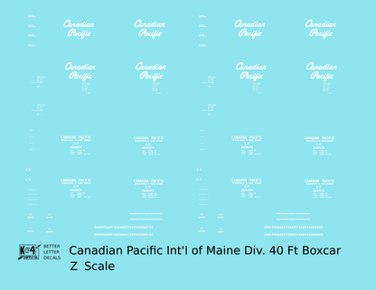 Canadian Pacific 40 Ft Boxcar White Script, International Of Maine Division