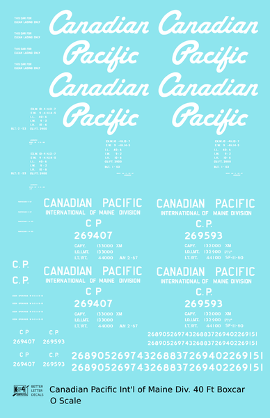 Canadian Pacific 40 Ft Boxcar White Script, International Of Maine Division