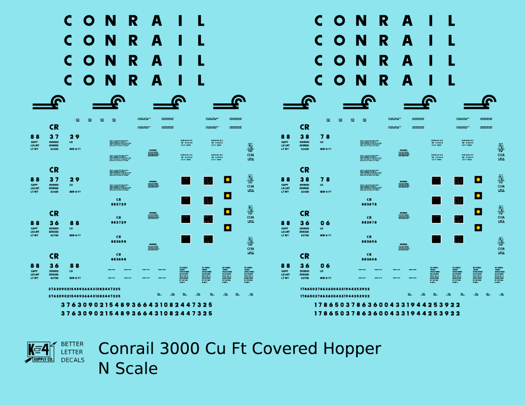 Conrail 3000 Cu Ft Covered Hopper Black
