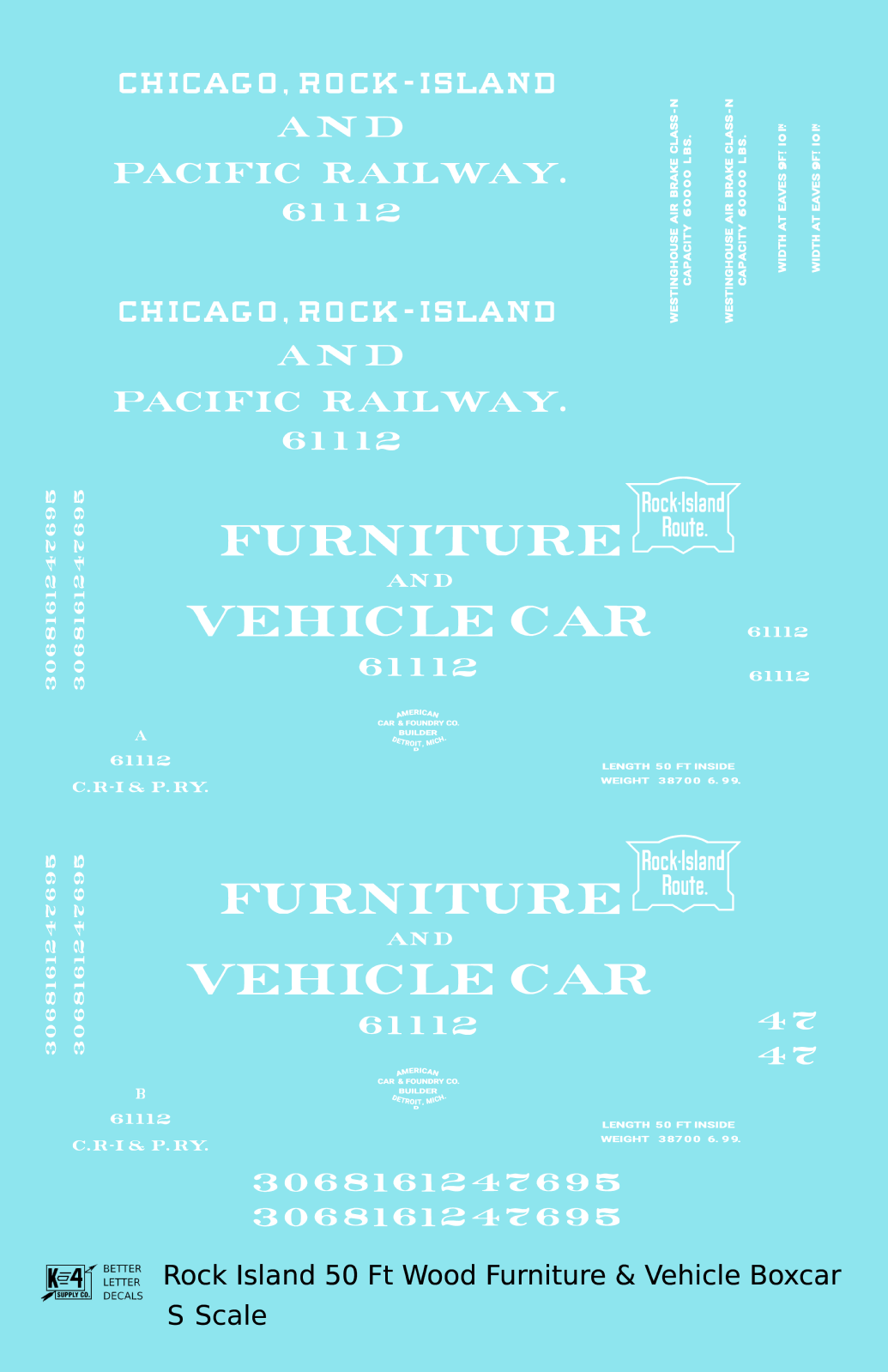 Rock Island 50 Ft Furniture Boxcar White