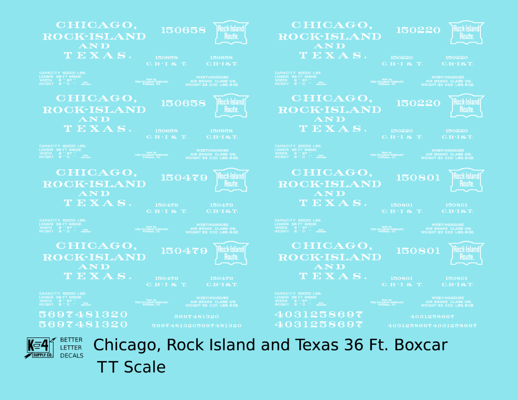 Chicago, Rock Island and Texas 36 Ft Boxcar White