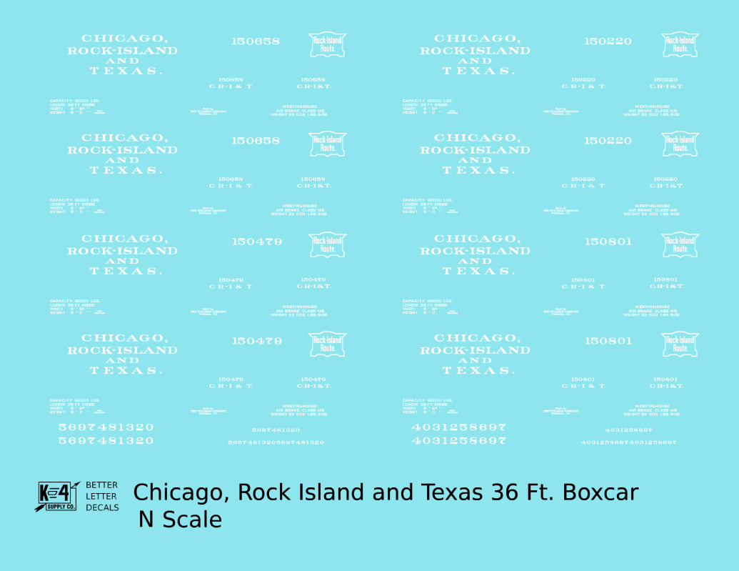 Chicago, Rock Island and Texas 36 Ft Boxcar White