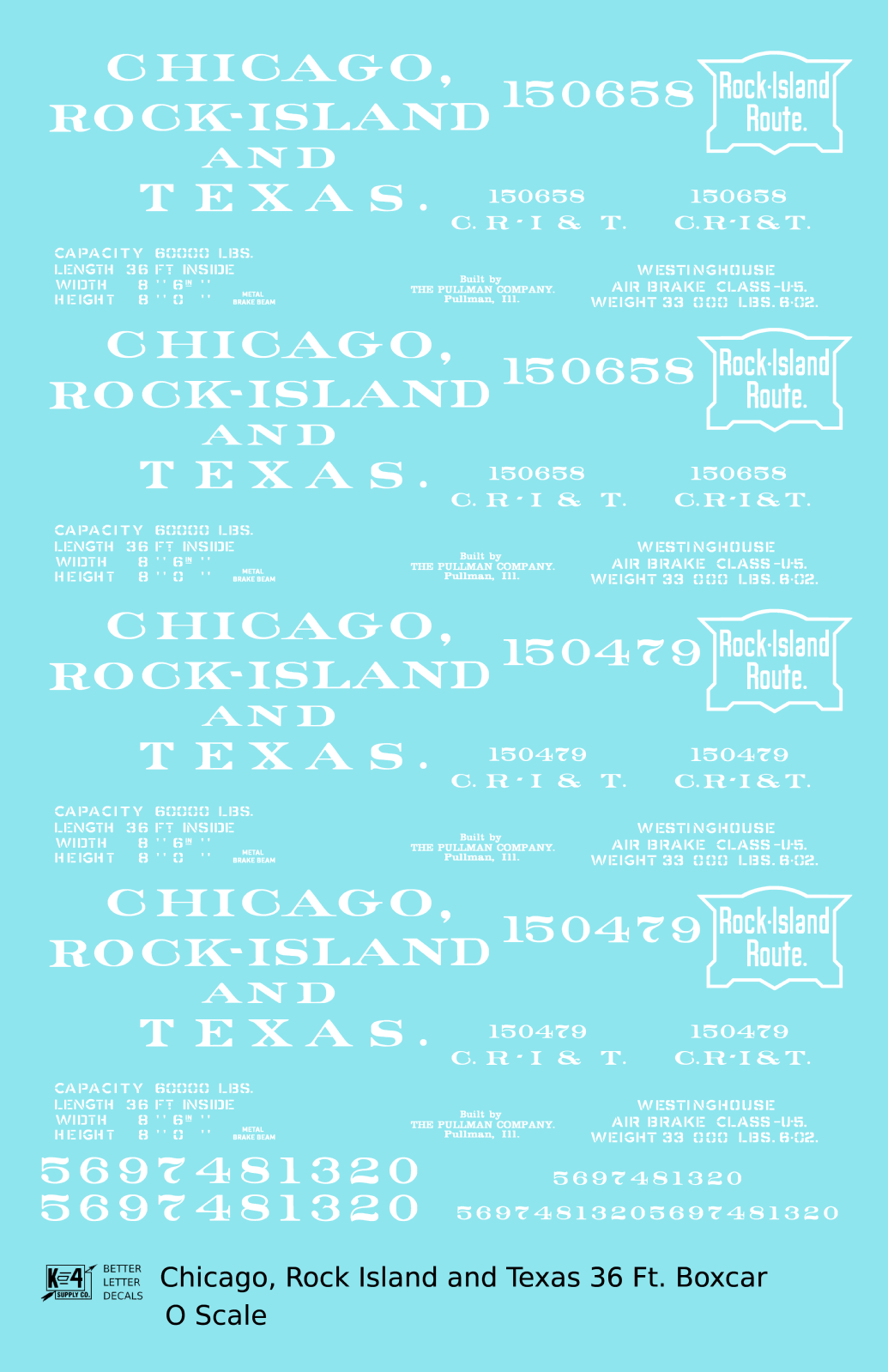 Chicago, Rock Island and Texas 36 Ft Boxcar White