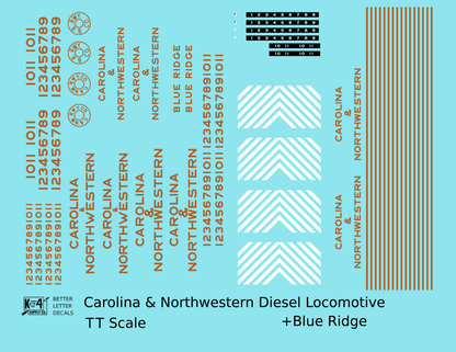 Carolina & Northwestern Diesel Locomotive Gold Blue Ridge, Southern Scheme