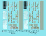 Carolina & Northwestern Diesel Locomotive Gold Blue Ridge, Southern Scheme - Decal - Choose Scale