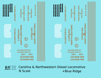 Carolina & Northwestern Diesel Locomotive Gold Blue Ridge, Southern Scheme - Decal - Choose Scale