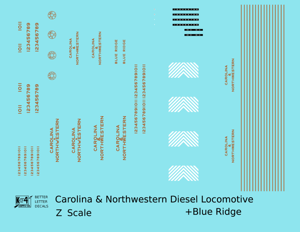 Carolina & Northwestern Diesel Locomotive Gold Blue Ridge, Southern Sc ...