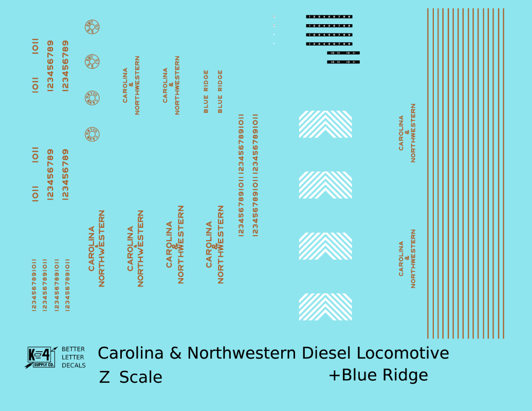 Carolina & Northwestern Diesel Locomotive Gold Blue Ridge, Southern Scheme