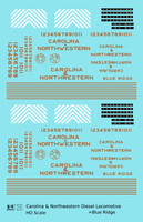 Carolina & Northwestern Diesel Locomotive Gold Blue Ridge, Southern Scheme - Decal Sheet