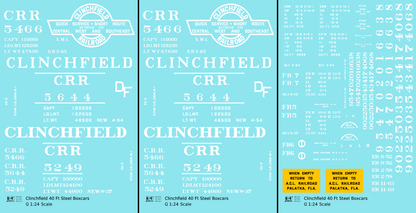 Clinchfield 40 Ft Steel Boxcar White  - Decal - Choose Scale
