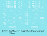 Clinchfield 50 Ft Steel Boxcar White  - Decal - Choose Scale