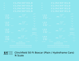 Clinchfield 50 Ft Steel Boxcar White  - Decal - Choose Scale