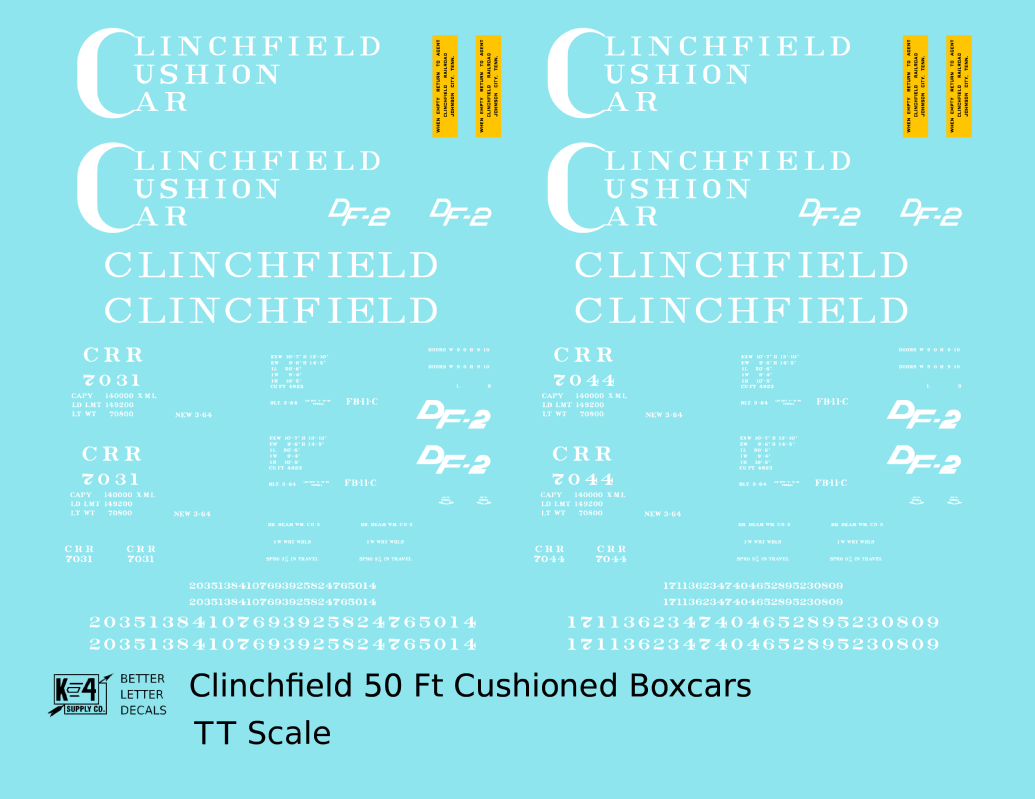Clinchfield 50 Ft Cushion Underframe Boxcar White