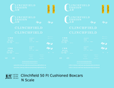 Clinchfield 50 Ft Cushion Underframe Boxcar White  - Decal - Choose Scale