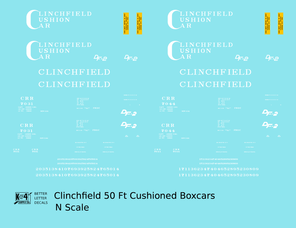 Clinchfield 50 Ft Cushion Underframe Boxcar White