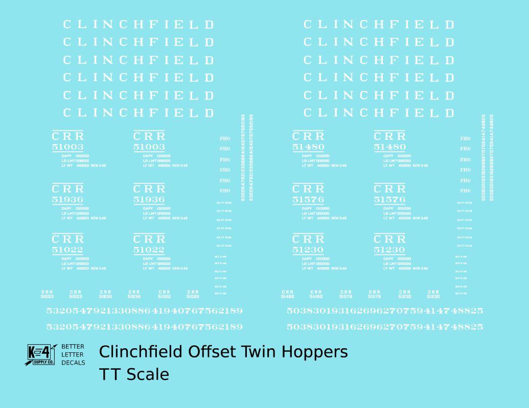 Clinchfield Offset Twin Hopper White CRR