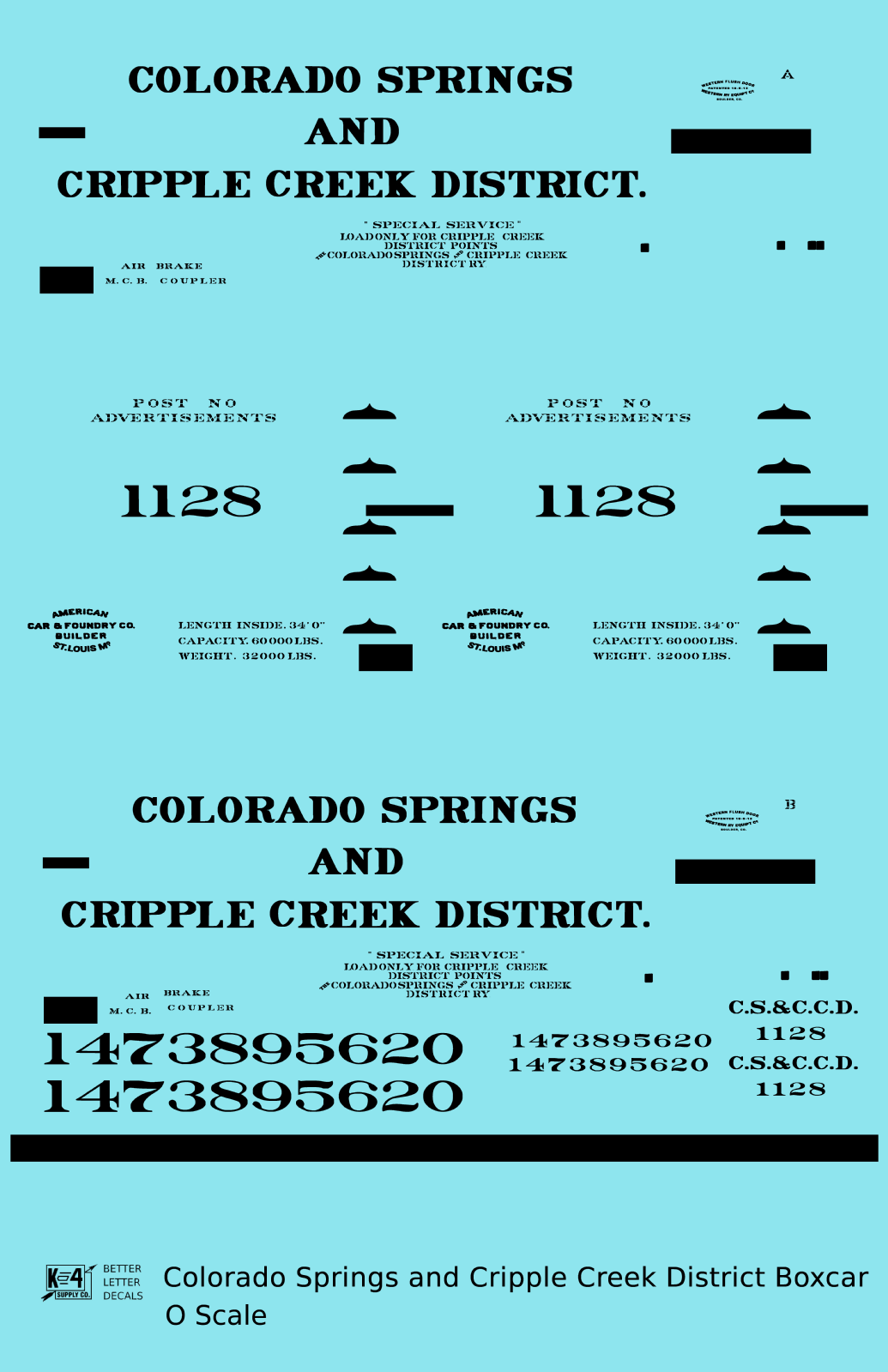 Colorado Springs & Cripple Creek District 34 Ft Boxcar Black CS&CCD