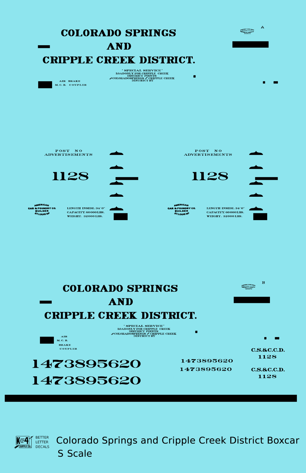 Colorado Springs & Cripple Creek District 34 Ft Boxcar Black CS&CCD
