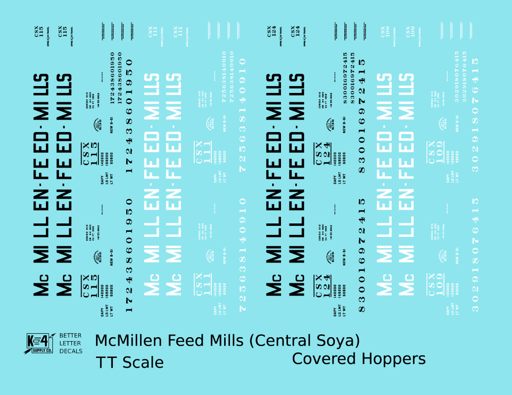 McMillen Feed Mills (Central Soya) Covered Hopper Black and White