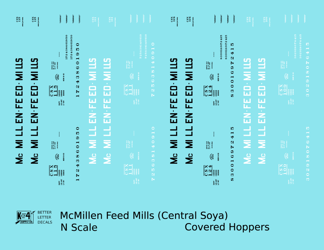 McMillen Feed Mills (Central Soya) Covered Hopper Black and White