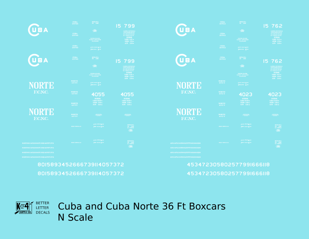 Cuba Railroad & Norte 36 Ft Single Sheathed Boxcar 1920s Era