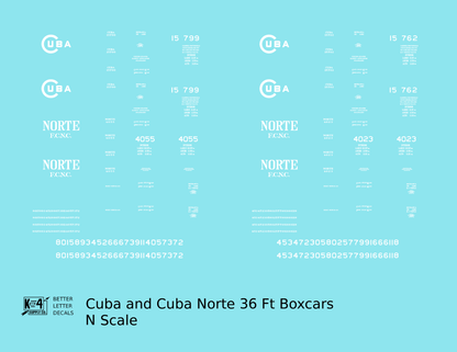 Cuba Railroad & Norte 36 Ft Single Sheathed Boxcar 1920s Era