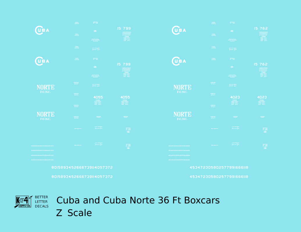 Cuba Railroad & Norte 36 Ft Single Sheathed Boxcar 1920s Era