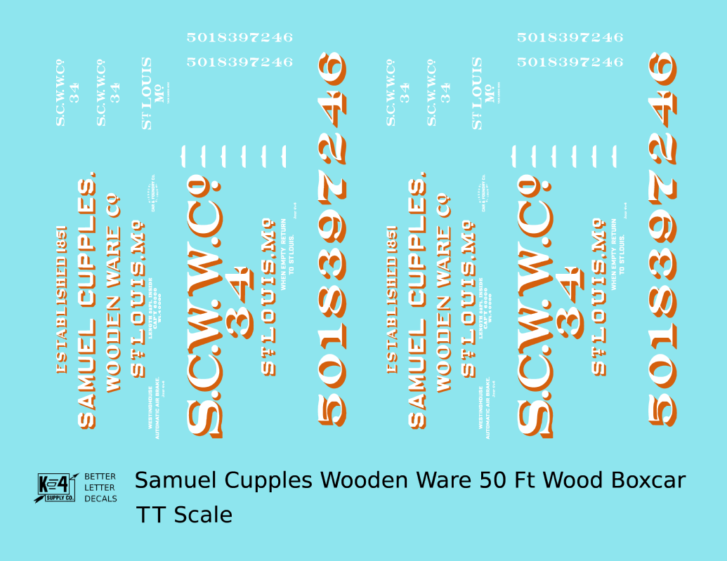 Samuel Cupples Wooden Ware Co. 50 Ft Wood Boxcar St Louis