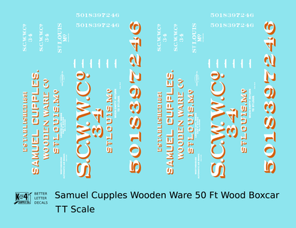Samuel Cupples Wooden Ware Co. 50 Ft Wood Boxcar St Louis