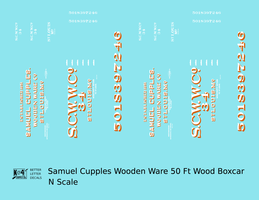 Samuel Cupples Wooden Ware Co. 50 Ft Wood Boxcar St Louis