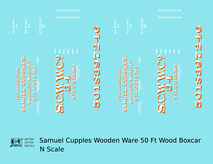 Samuel Cupples Wooden Ware Co. 50 Ft Wood Boxcar St Louis