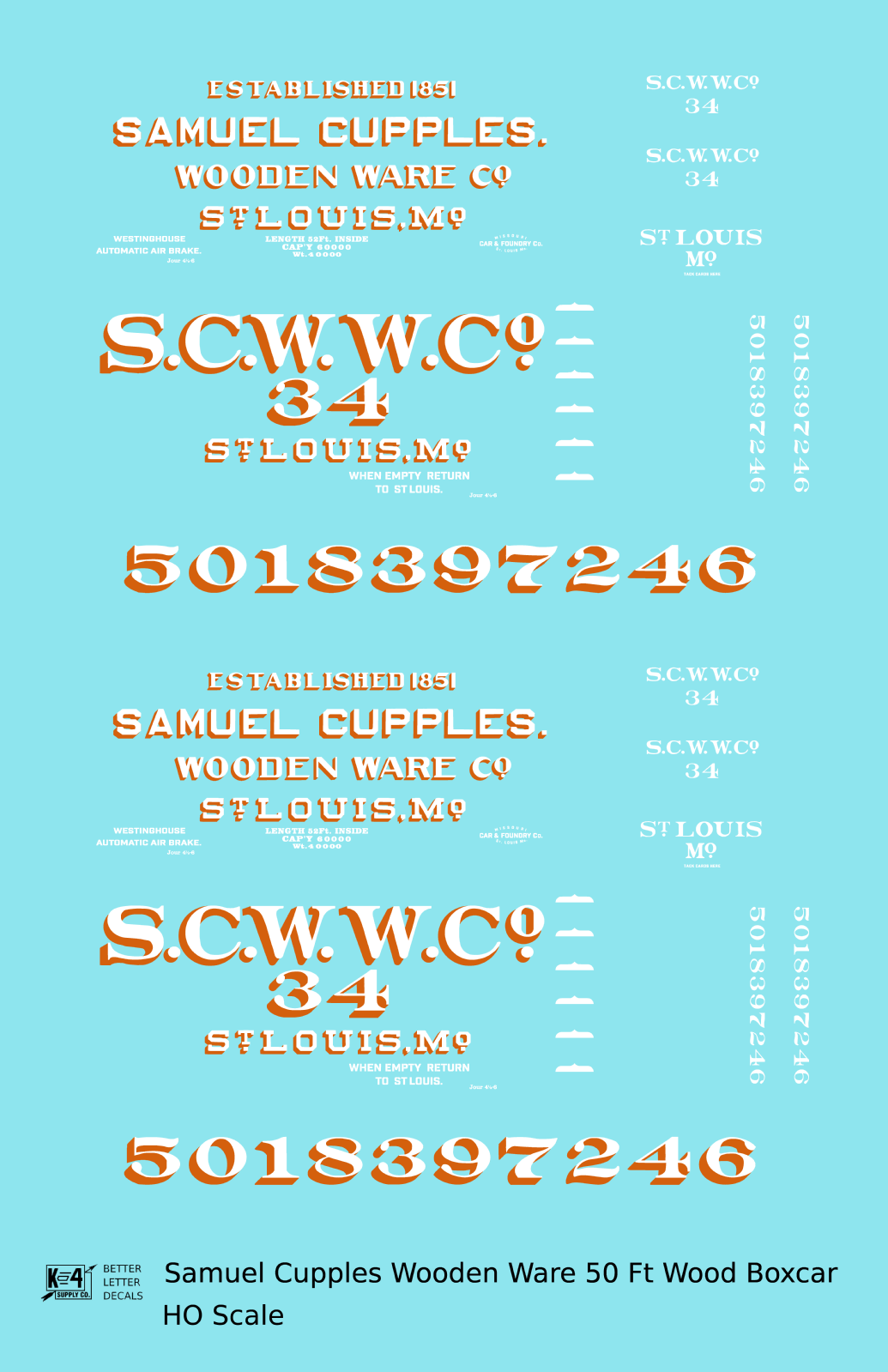 Samuel Cupples Wooden Ware Co. 50 Ft Wood Boxcar St Louis