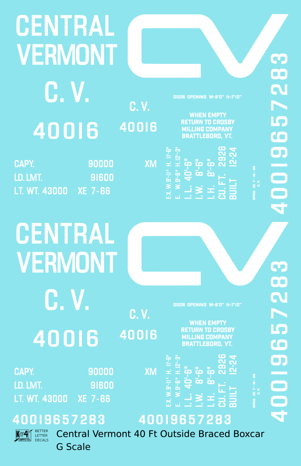 Central Vermont Single Sheathed Boxcar White