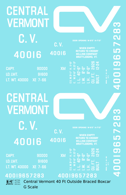 Central Vermont Single Sheathed Boxcar White