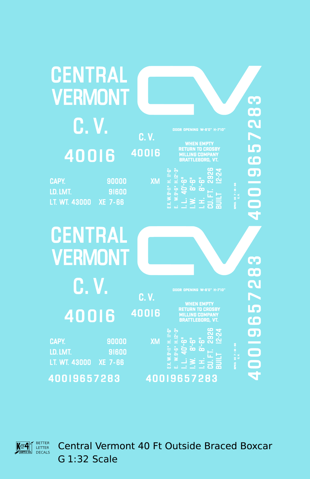 Central Vermont Single Sheathed Boxcar White