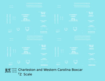 Charleston and Western Carolina 40 Ft Boxcar White