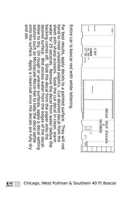 Chicago, West Pullman & Southern 40 Ft Steel Boxcar White
