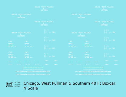 Chicago, West Pullman & Southern 40 Ft Steel Boxcar White