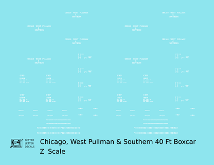 Chicago, West Pullman & Southern 40 Ft Steel Boxcar White
