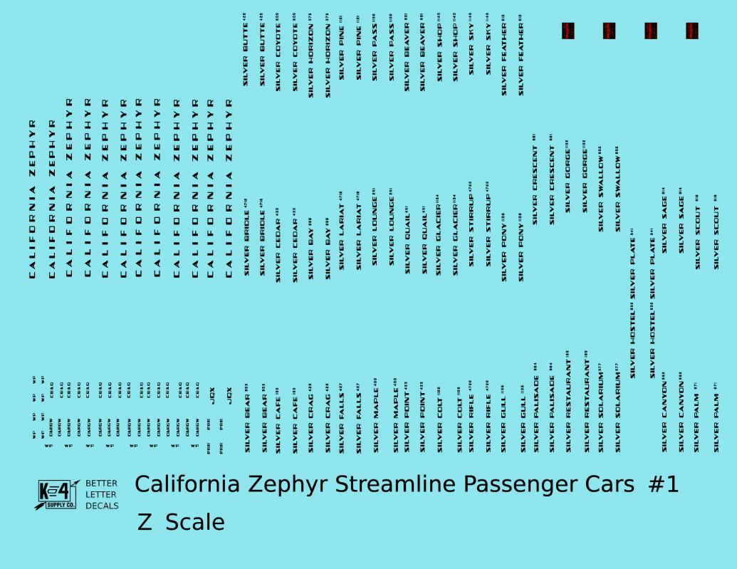 California Zephyr #1 Streamlined Passenger Car Black CB&Q DRGW WP