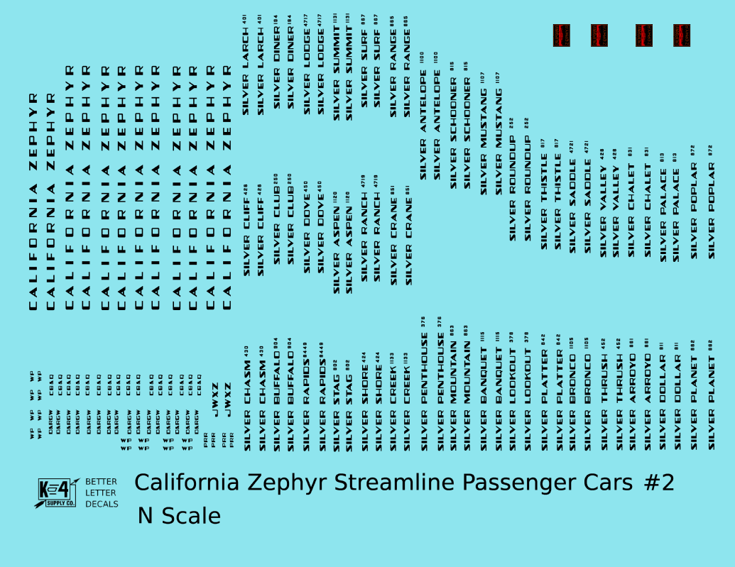 California Zephyr #2 Streamlined Passenger Car Black CB&Q DRGW WP