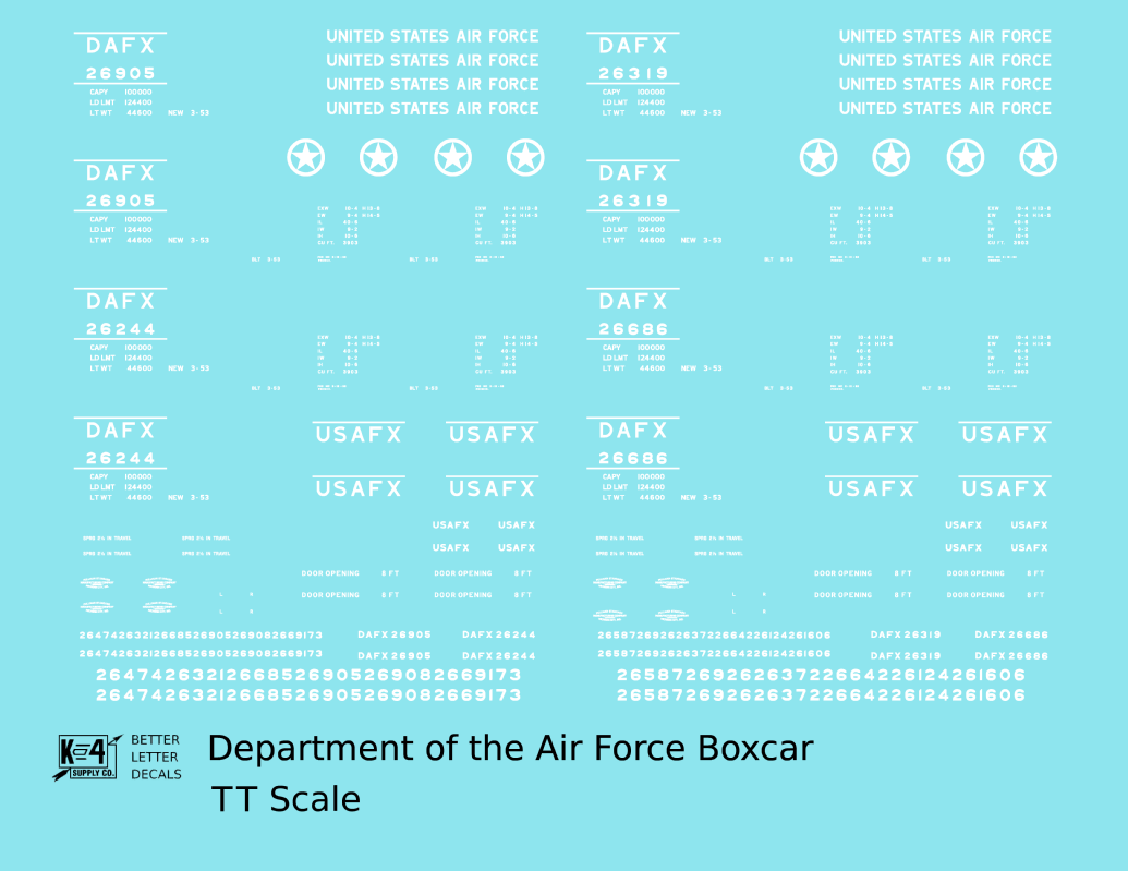 USAF Department Of the Air Force 40 Ft Steel Boxcar White