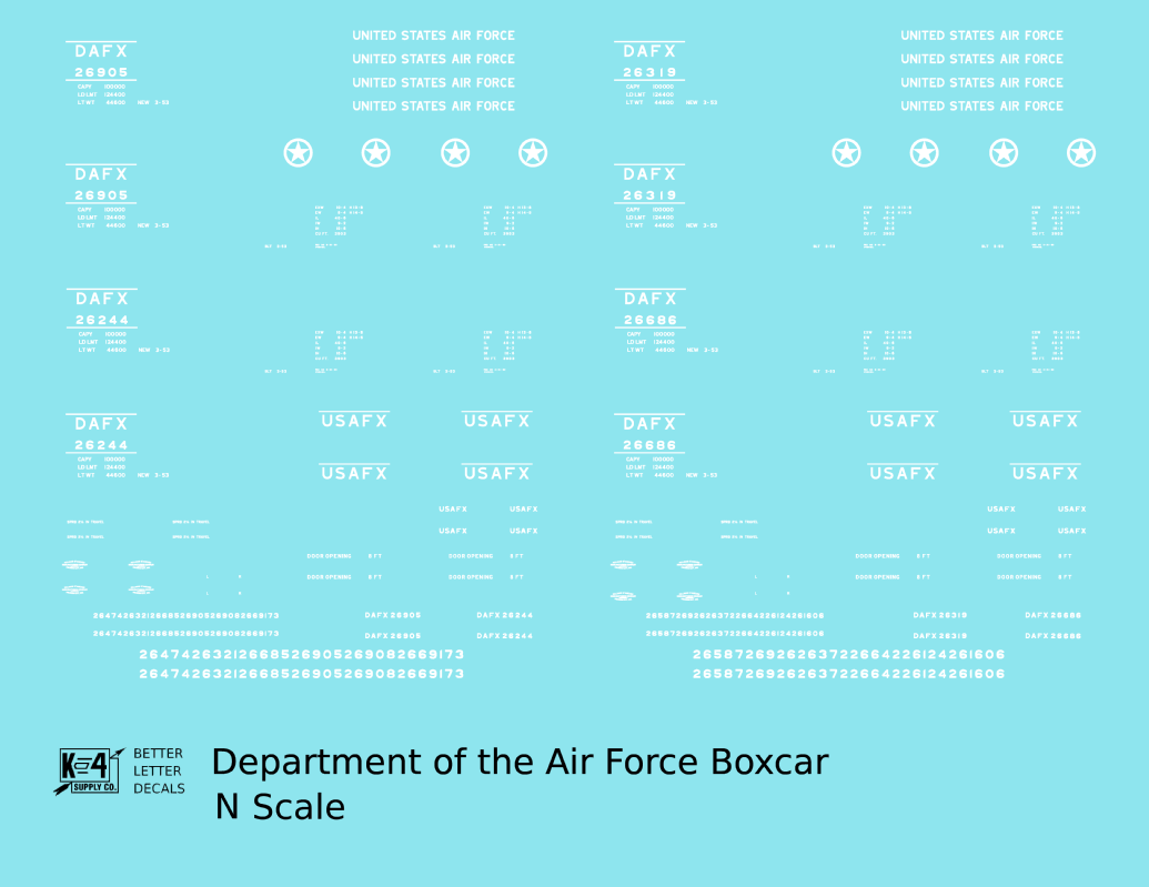 USAF Department Of the Air Force 40 Ft Steel Boxcar White